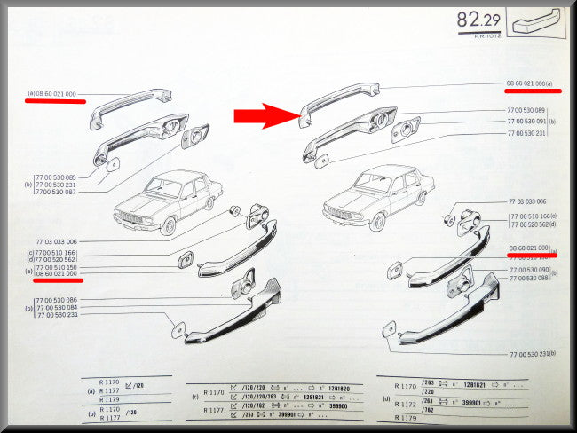 Exterior door handle – Renault 12 – OEM 0860021000