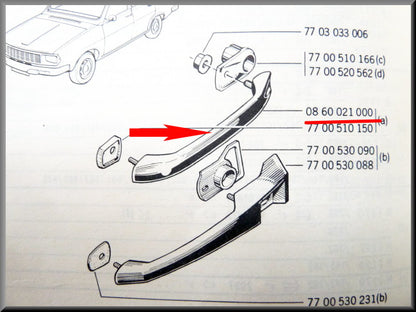Exterior door handle – Renault 12 – OEM 0860021000