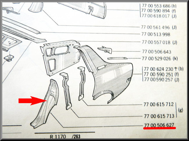 Slotplaat links  – Renault 12 – OEM 7700506627