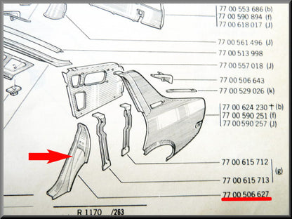 Slotplaat links  – Renault 12 – OEM 7700506627