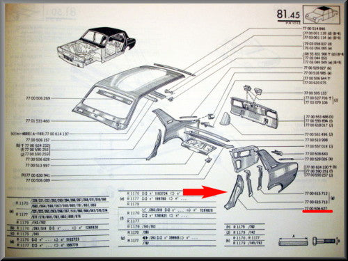 Slotplaat links  – Renault 12 – OEM 7700506627