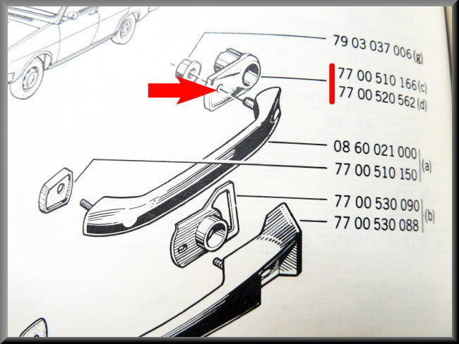 Portier handgreep rozetten – Renault 12 – OEM 7700510166 / 7700510150