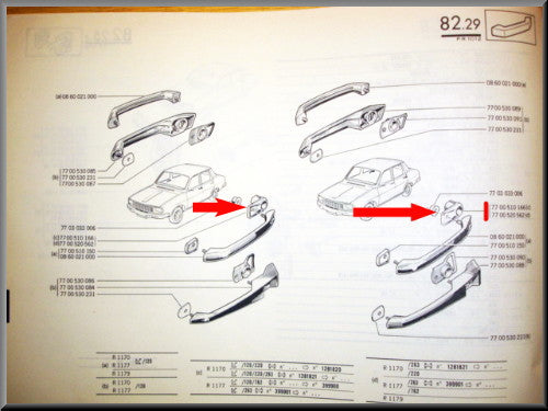 Portier handgreep rozetten – Renault 12 – OEM 7700510166 / 7700510150