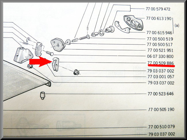 Onderste haak achterklepslot – Renault 12 – OEM 7700509886