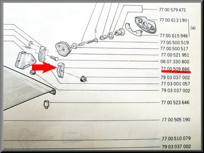 Onderste haak achterklepslot – Renault 12 – OEM 7700509886