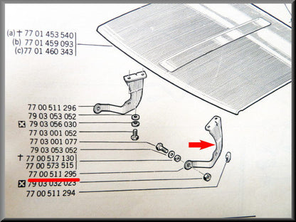 Motorkap steun links – Renault 12 – OEM 7700511295