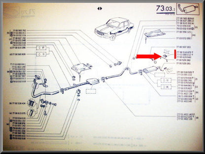 Rubber voor de uitlaat in achterpaneel – Renault 12 –  Renault 18 - OEM 7700516675