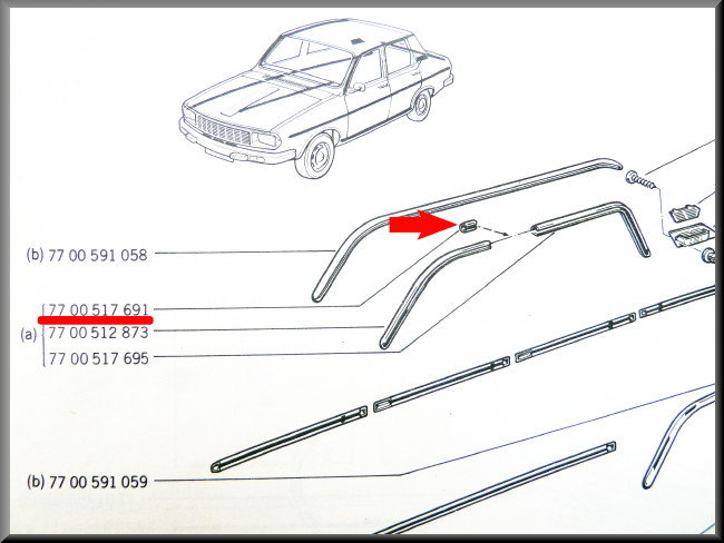 Gutter molding connector – Renault 12 – OEM 7700517691