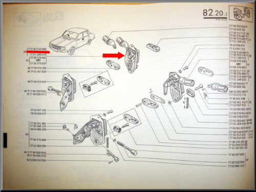 Portierslot voorzijde rechts – Renault 12 – OEM 7700518088 / 6000046770 / 7700576481