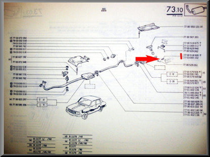 Uitlaatrubber – Renault 12 – Renault 15 - Renault 17 - OEM  7700518505