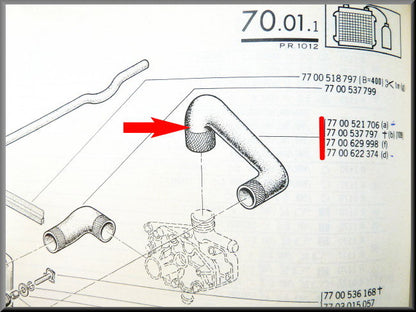 Tuyau supérieur de radiateur (grand radiateur) (tuyau : 30 cm).