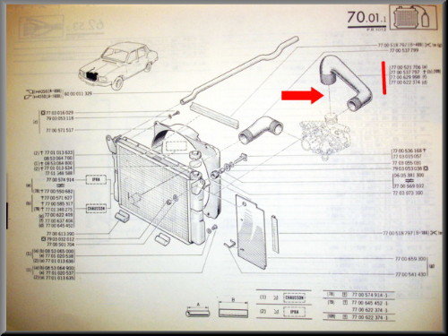 Tuyau supérieur de radiateur (grand radiateur) (tuyau : 30 cm).