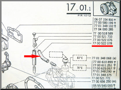 Tuyau de refroidissement – Renault 12 – OEM 7700522078