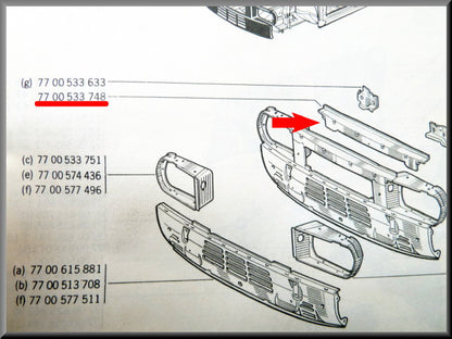 Balk voorfront bovenzijde – Renault 12 – OEM 7700533748