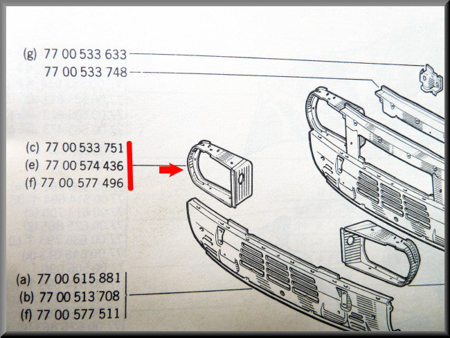 Koplamp huis rechts – Renault 12 – OEM 7700533751