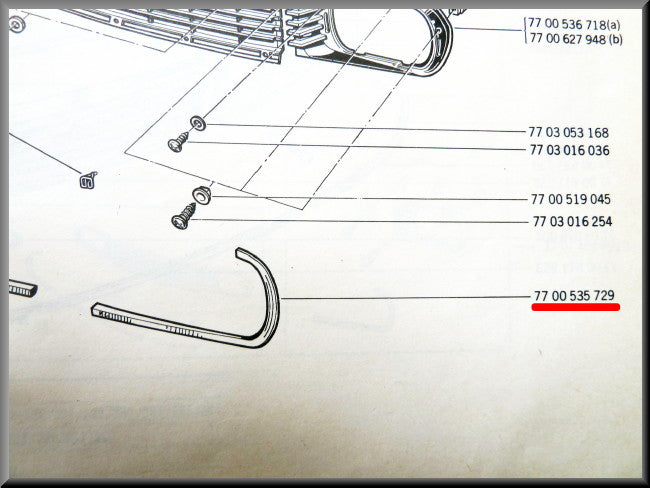 Chroomrand grill links – Renault 12 – OEM 7700535729