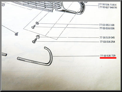 Chroomrand grill links – Renault 12 – OEM 7700535729