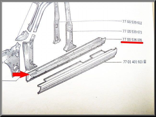Sill panel left – Renault 12 – OEM 7700536005