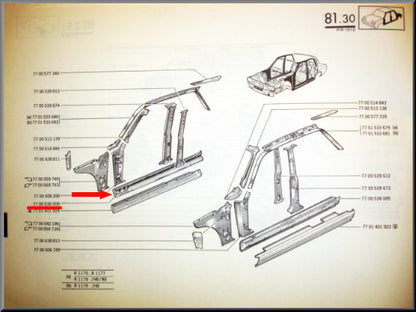 Dorpel rechts  – Renault 12 – OEM 7700536006