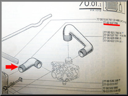 Flexible inférieur de radiateur – Renault 12 – Renault 15 - OEM 7700537799
