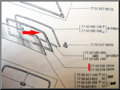 Caoutchouc de lunette arrière – Renault 12 – OEM 7700538184