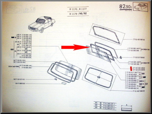 Caoutchouc de lunette arrière – Renault 12 – OEM 7700538184