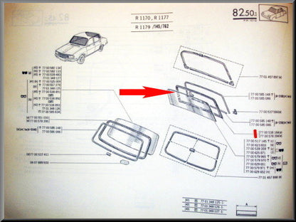 Caoutchouc de lunette arrière – Renault 12 – OEM 7700538184