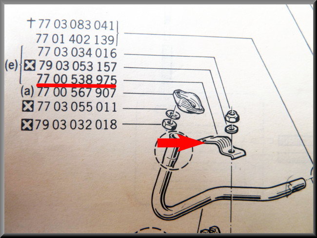 Upper exhaust bracket front – Renault 12 – OEM 7700538975