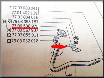 Upper exhaust bracket front – Renault 12 – OEM 7700538975