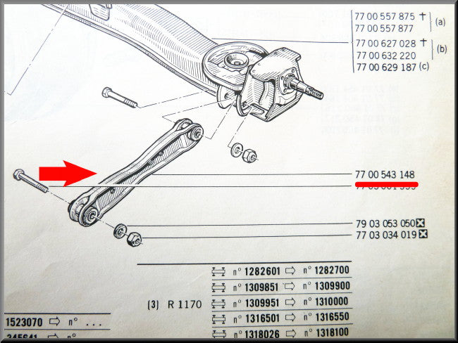 Reactie arm achter – Renault 12 – Renault 15 - Renault 17 - OEM 7700543148