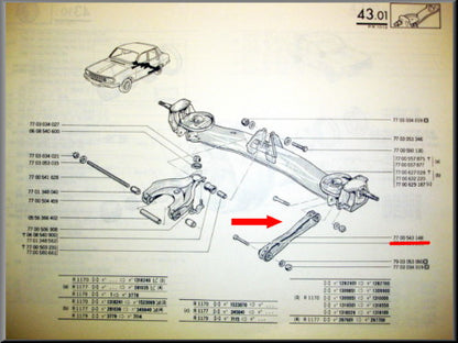Reactie arm achter – Renault 12 – Renault 15 - Renault 17 - OEM 7700543148