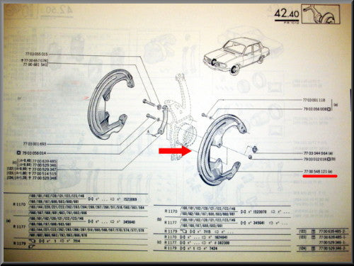 Beschermkap remschijf links – Renault 12 –  Renault 15 - Renault 17 - OEM 7700548121