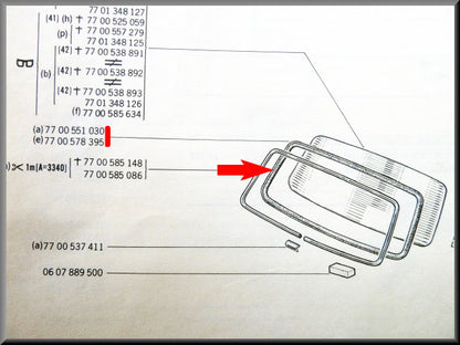 Windshield rubber (with space for window bead) – Renault 12 – OEM 7700551030