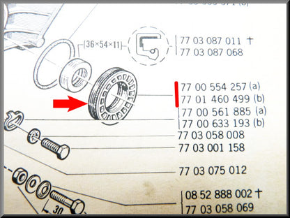 Keerring en bevestigingsschroef – Renault 12 – Renault 16 - Renault diverse - OEM 7700554257