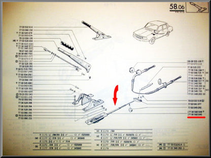 Handremkabel voorzijde – Renault 12 - Renault 15 - Renault 17 – OEM 7700560045 en 7700560044