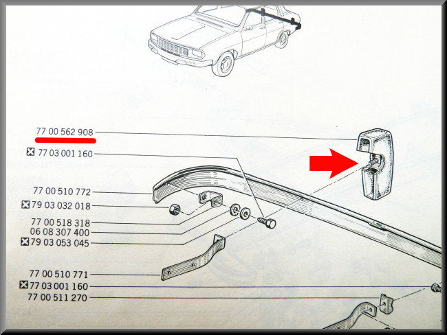Butoir en caoutchouc de pare-chocs arrière droit – Renault 12 – OEM 7700562908