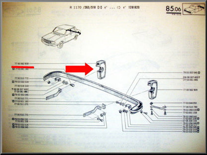 Butoir en caoutchouc de pare-chocs arrière droit – Renault 12 – OEM 7700562908