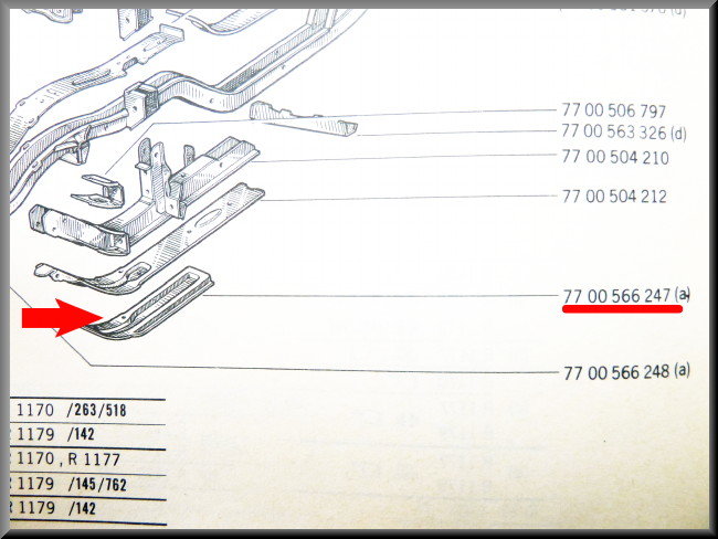 Tôle de bas de caisse gauche – Renault 12 Gordini – OEM 7700566247