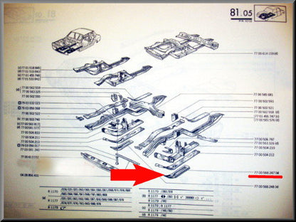 Tôle de bas de caisse gauche – Renault 12 Gordini – OEM 7700566247