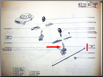 Portierslot opener achterzijde links – Renault 12 – OEM 7700571622