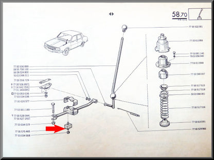 Silent bloc tringlerie de boîte – Renault 12 – Renault 15 - Renault 17 - OEM 7700575465