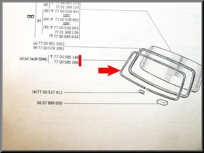 Ruitpees in voorruit of achterruitrubber – Renault 12 – OEM 7700585086