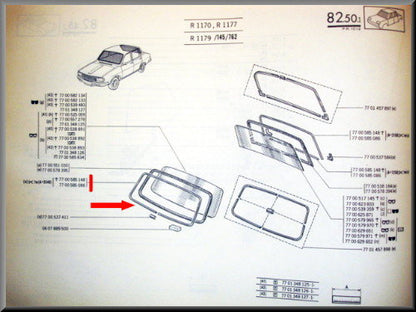 Ruitpees in voorruit of achterruitrubber – Renault 12 – OEM 7700585086