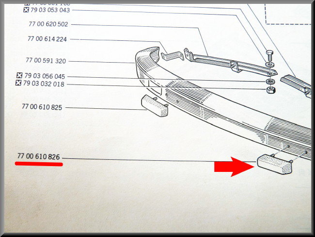 Bute de pare-chocs avant gauche – Renault 12 – OEM 7700610826