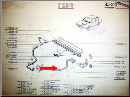 Heater hose left – Renault 12 (new type) – OEM 7700611601
