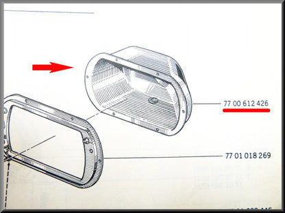 Plastic headlight housing right – Renault 12 – OEM 7700612426