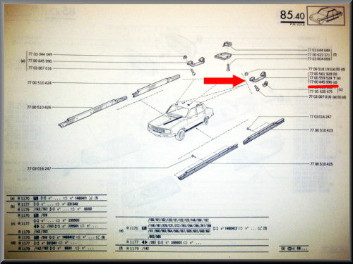 Handgreep wit – Renault 12 –  Renault 15 -  Renault 16 - OEM 7700645990