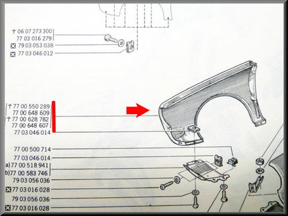 Ailette avant droite – Renault 12 – OEM 7700648609