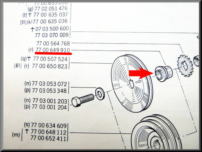 Poelie krukas uitvulstuk – Renault 12 – OEM -  7700649910
