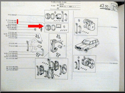 Remklauw revisie set 48 mm – Renault 12 – Renault - 16 - Renault - 18 -  OEM 7701001697